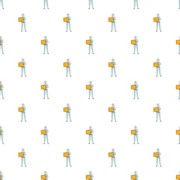 Beekeeper holding honeycomb frame seamless pattern Stock Illustration
