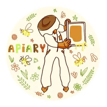 Beekeeper with Honey Stock Illustration
