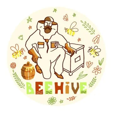 Beekeeper with Honey Stock Illustration