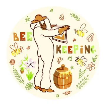Beekeeper with Honey Stock Illustration