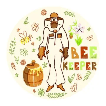 Beekeeper with Honey Stock Illustration