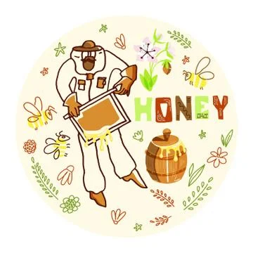 Beekeeper with Honey Stock Illustration