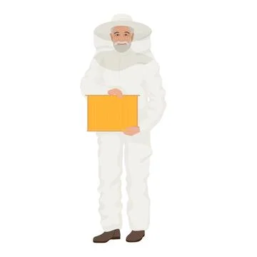 Beekeeper with natural honeycomb Stock Illustration