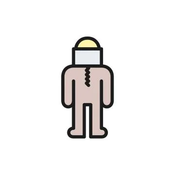 Beekeeper protective suit flat color line icon. Stock Illustration