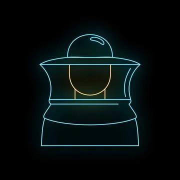 Beekeeper wearing protective suit neon line icon Stock Illustration