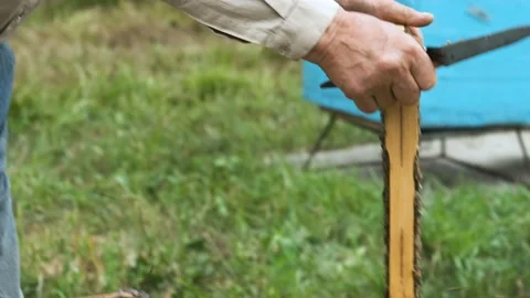 The beekeeper works in the apiary. Stock Footage 159052180