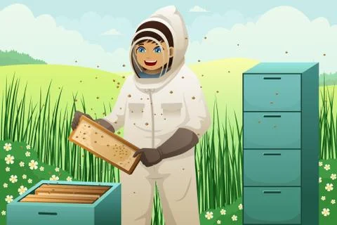 Beekeepers with honey comb Stock Illustration