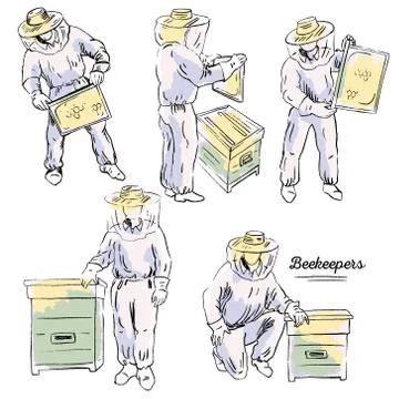 Beekeepers Set Stock Illustration