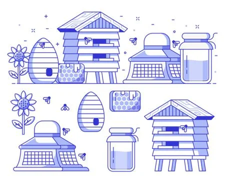 Beekeeping and Apiary Icon Set Stock Illustration