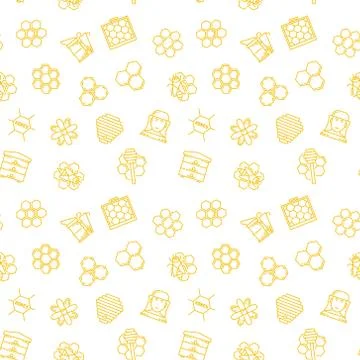 Beekeeping and Honey vector seamless pattern or background Stock Illustration