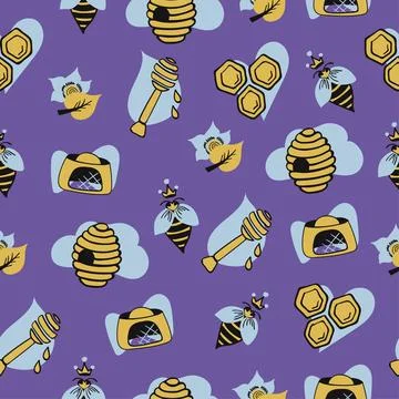 Beekeeping, bright seamless pattern Stock Illustration