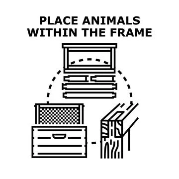Beekeeping concept placing animals within frame illustration Illustrazione stock