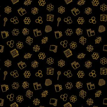 Beekeeping dark vector seamless pattern or background Stock Illustration