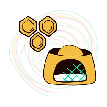 Beekeeping objects, colorful composition Stock Illustration