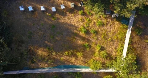 BEEKEEPING PANEL AERIAL VIEW AND THE BEEKEEPER Stock Footage 95095123