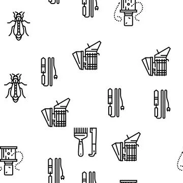 Beekeeping Profession Occupation Vector Seamless Pattern Stock Illustration