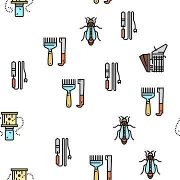 Beekeeping Profession Occupation Vector Seamless Pattern 스톡 일러스트