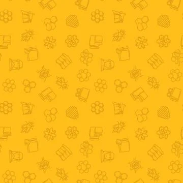 Beekeeping vector yellow seamless pattern or background Stock Illustration