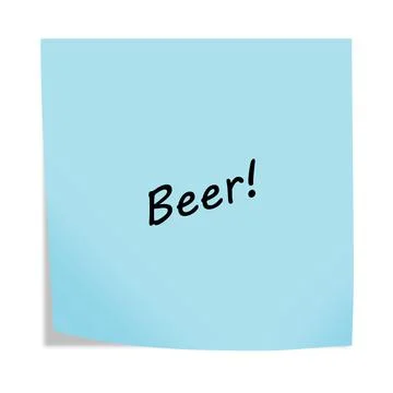 Beer 3d illustration post note reminder on white with clipping path Stock Illustration