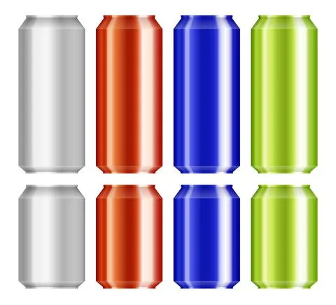 Beer aluminium can set vector illustration isolated on white Stock Illustration
