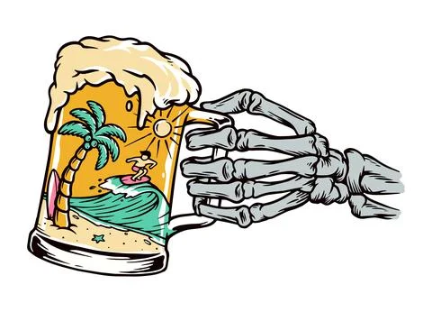 Beer and beach vector illustration Stock Illustration