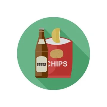 Beer and chips Illustrazione stock