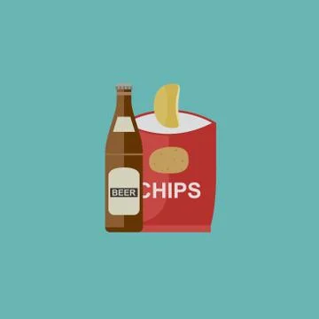Beer and chips Stock Illustration