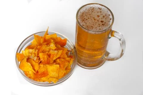 Beer and Chips Stock Photos