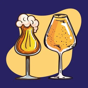 Beer and cup drinks pair Stockillustratie
