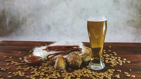 Beer and dried fish.  Stock Footage 84000646