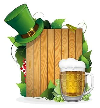 Beer and leprechaun hat Stock Illustration
