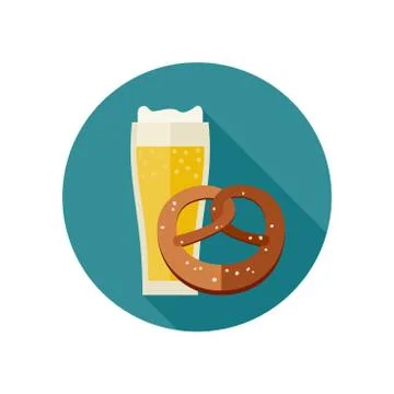 Beer and pretzel Stock Illustration