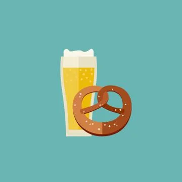 Beer and pretzel Stock Illustration