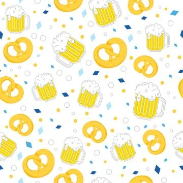 Beer and pretzel pattern Illustrazione stock