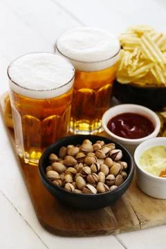 Beer and snacks Stock Photos