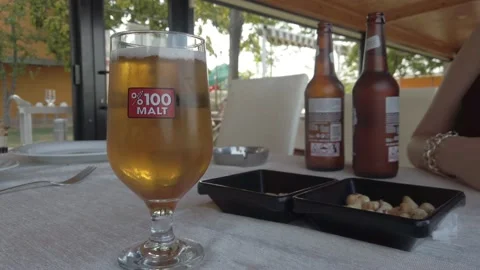 Beer and snacks in restaurant Stock Footage 158862430