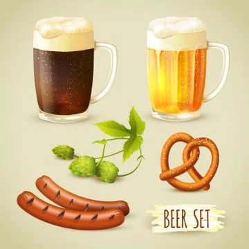 Beer and snacks set Stock Illustration