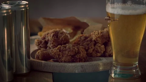 Beer and snacks on the table. Stock Footage 281864208