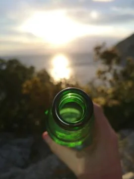 Beer and sunset Stock-Fotos