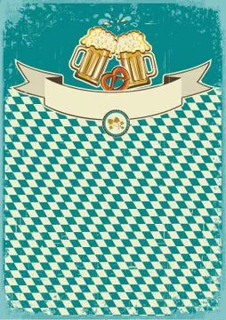 Beer background with two glasses on old paper for text Stock Illustration