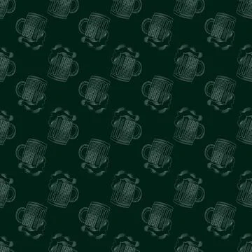 Beer Bar print. seamless pattern with mug of beer Stock Illustration