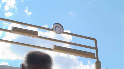Beer Barometer With A Beautiful Blue Sky And White Fluffy Clouds Stock Footage 39965792