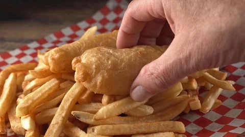Beer Batter Fish and Chips Stock Footage 119239611