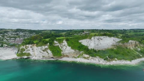 Beer Beach and White Cliff, Jurassic Coast, Beer Village, Seaton, Devon, UK Video stock 278495535