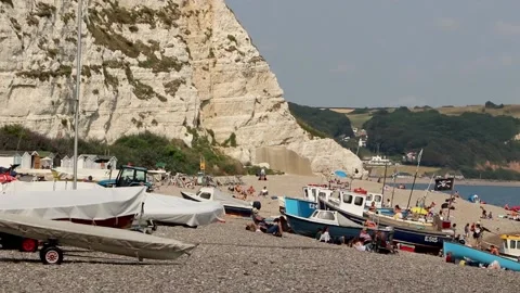 Beer, beach close up of chalk cliff 스톡 동영상 138064391