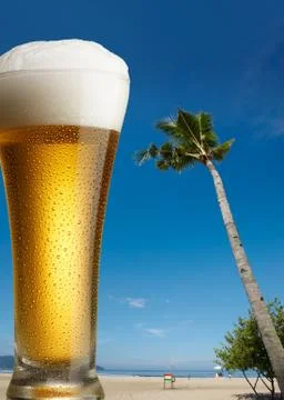 Beer on beach Stock Photos