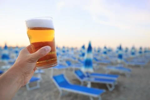 Beer on beach Foto stock