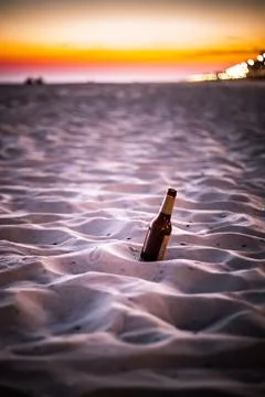 Beer Beach Sunset Stock Photos