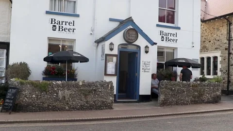 Beer, beer barrel pub front 스톡 동영상 138064823