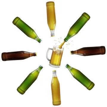 Beer being poured into a mug Stock Illustration